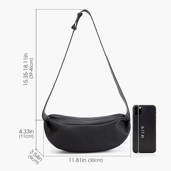 DONNAIN Genuine Leather Sling Bags Crossbody Women, Minimalist Style Casual Chest Bags with Wide Strap - Image 2
